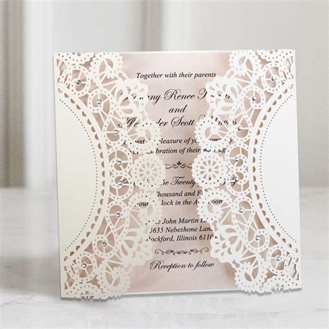 White Lace Wedding Invitations Customized invitation Cards for Wedding ...