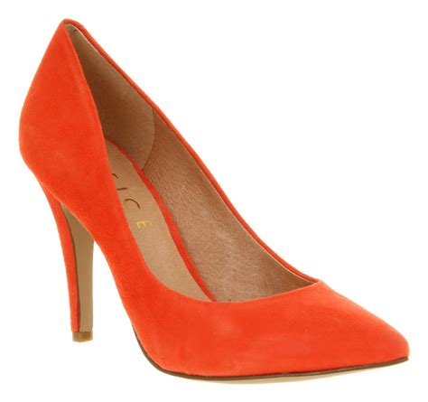 Womens Office Kandi Coral Orange Suede High Heel Court Shoes | eBay