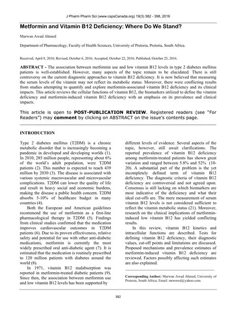 (PDF) Metformin and Vitamin B12 Deficiency: Where Do We Stand?