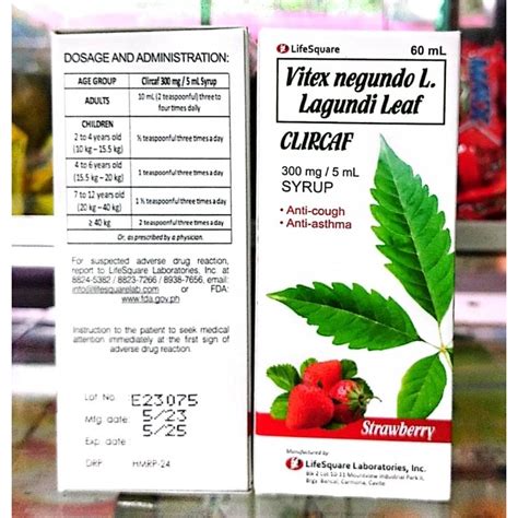 (clircaf) vitex negundo L. lagundi leaf 300mg syrup | Shopee Philippines