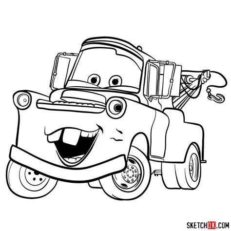 How to draw Fillmore from Pixar Cars - Sketchok easy drawing guides