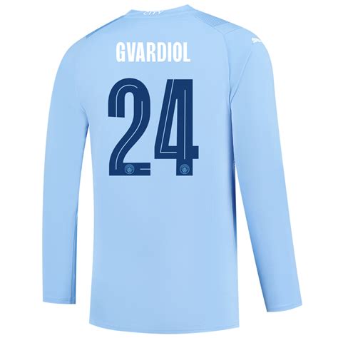 Manchester City Home Jersey 2023/24 Long sleeve with GVARDIOL 24 ...