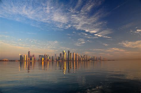 Corniche Morning | Corniche Skyline golden hour Doha Qatar | Cameramann ...