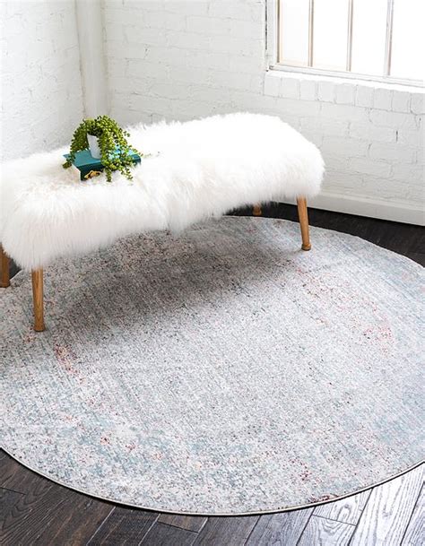 Gray 183cm x 183cm Aqua Round Rug | Area Rugs | AU Rugs