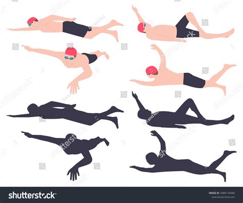 Swimmer Vector Cartoon Set Isolated On Stock Vector (Royalty Free ...