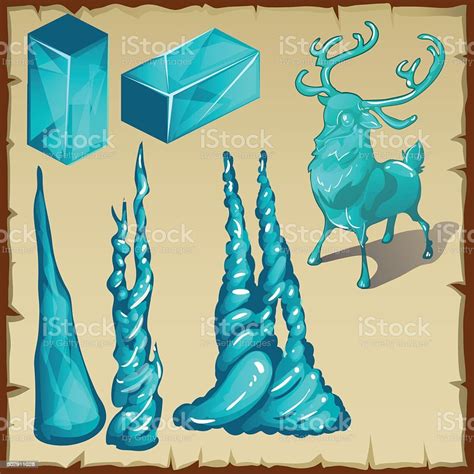 Collection Of Ice Cubes And Shapes Four Items Stock Illustration ...