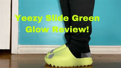 Yeezy Slide Glow Green Review & On Feet! - YouTube