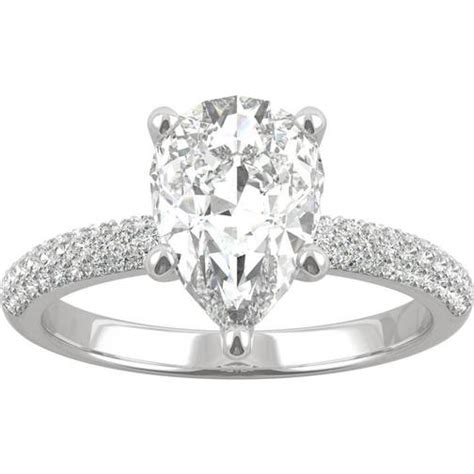 Charles & Colvard Moissanite Pear Engagement Ring - White Gold ...