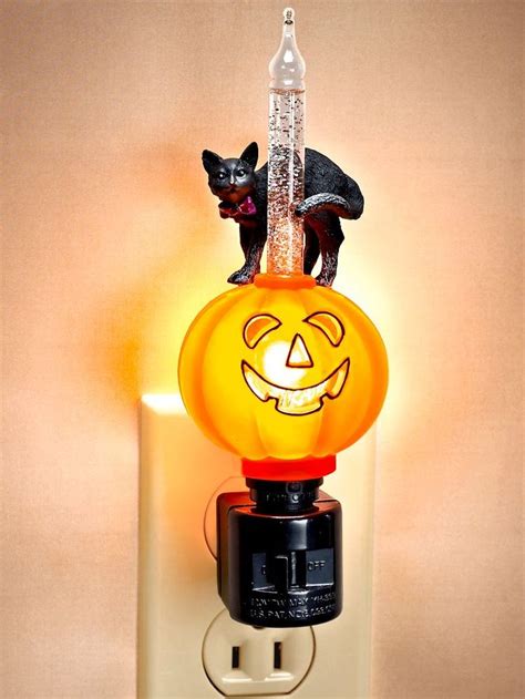 Halloween Bubble Night-Light With Pumpkin and Black Cat | Night light ...