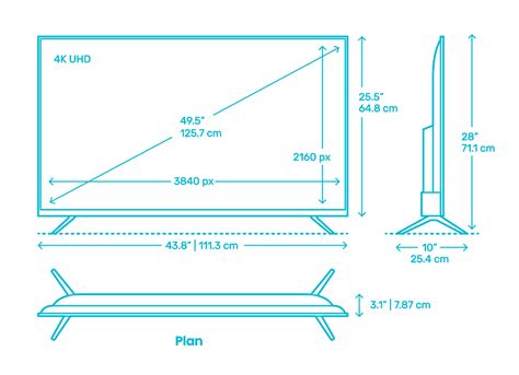 TCL 5-Series Roku Smart TV (50”) Dimensions & Drawings | Dimensions.Guide