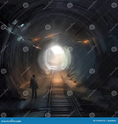 Light at the End of the Tunnel.Concept Art Stock Illustration ...