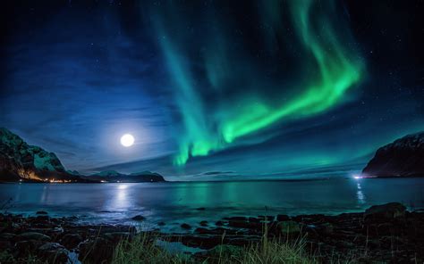 Aurora Borealis Moon Night, HD Nature, 4k Wallpapers, Images ...