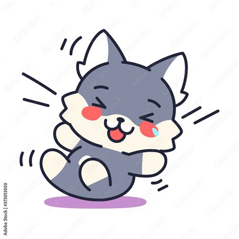 Isolated happy kitten. Cute emoji of a cat - Vector Stock Vector ...