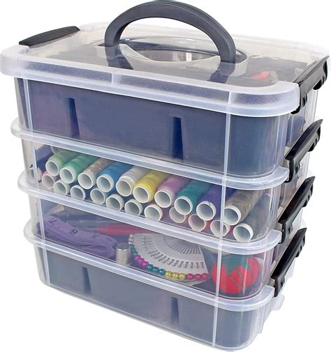 Bins & Things Boites Plastique Rangement Empilables avec 2 Plateaux ...