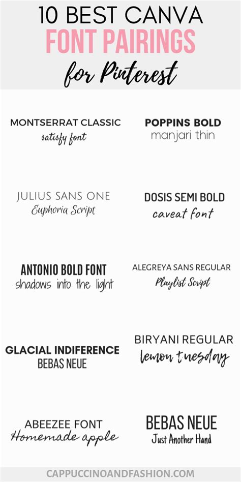 10 Best Canva Font Pairings - Free Pinterest Fonts | Graphic design ...