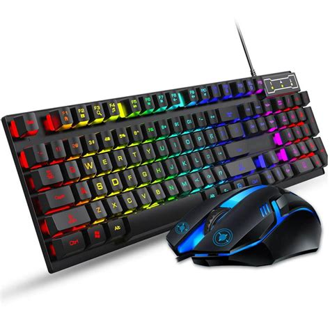 Keyboard and Mouse Set Combo, Wired RGB Backlit Computer Keyboard with ...