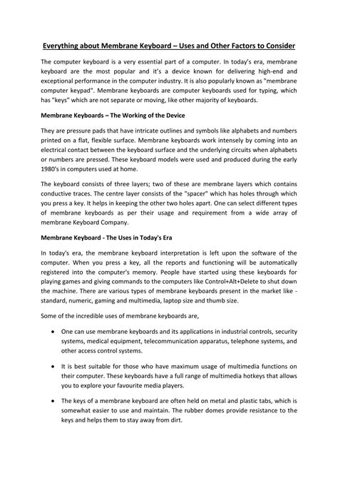 Everything about Membrane Keyboard – Uses and Other Factors to Consider ...