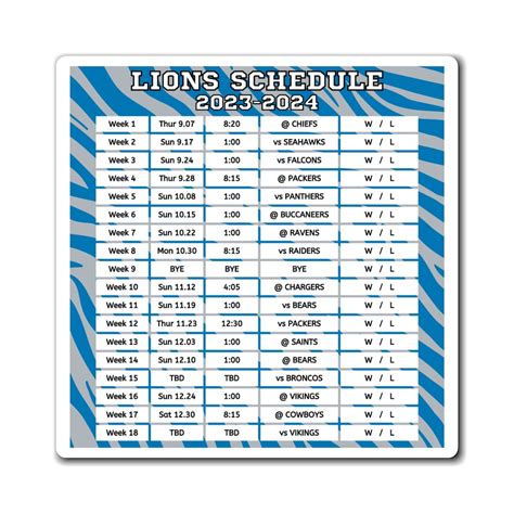 Detroit Lions Schedule 2023 2024 Printable