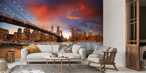 Brooklyn Bridge Park, Sunset Wallpaper | Wallsauce US