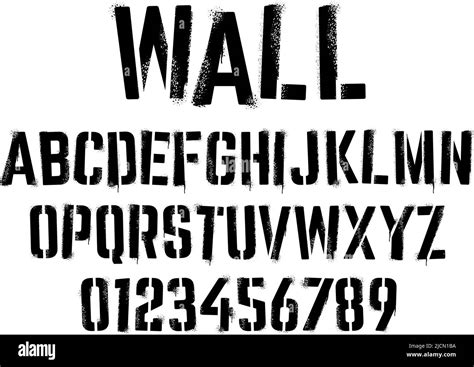 Stencil graffiti font. Aerosol spray text with grunge grain texture ...