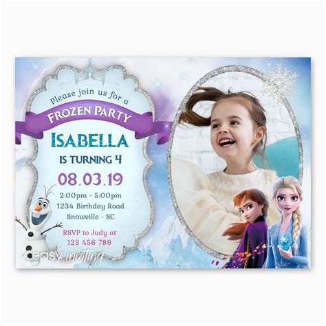 Frozen 2 Birthday Invitation with Photo – Easy Inviting