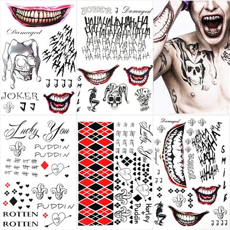 Buy 5 Large-size Sheets Halloween Temporary Tattoos Joker Tattoos, Fake ...