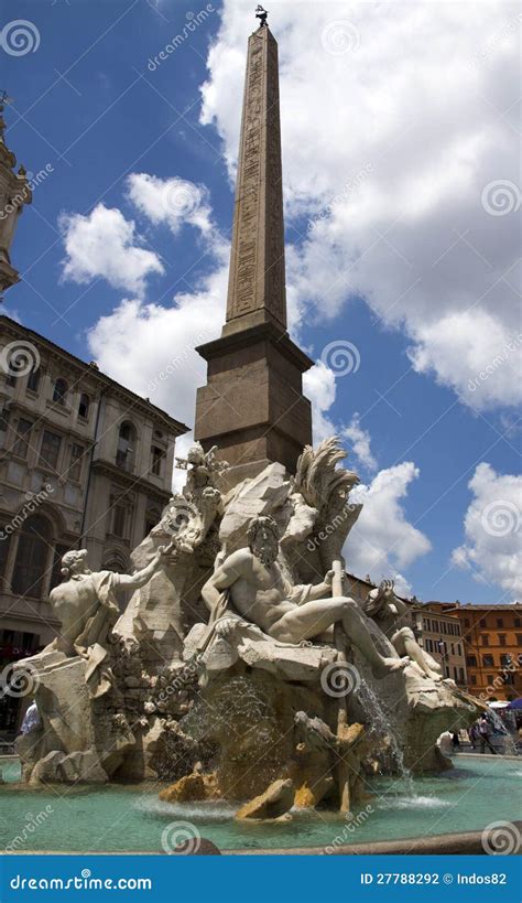 Fountain of the Four Rivers Stock Photo - Image of city, ancient: 27788292