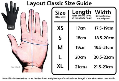 Layout Glove Size Chart – VC Merch Tent