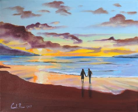 Romantic painting, couple at the beach Art Print by Gordon Bruce art ...