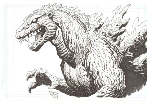 Godzilla Bust Sketch 5-14 | Comic drawing, Kaiju monsters, Godzilla comics