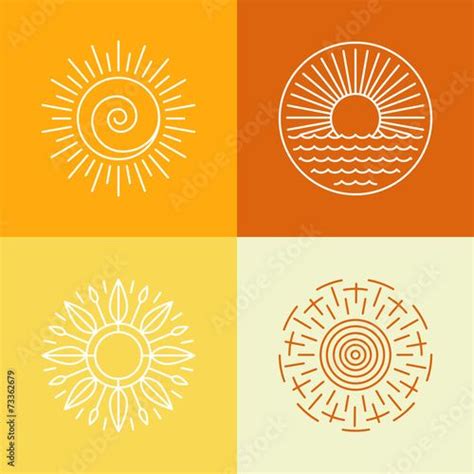 Vector outline sun icons and logo design elements | Logo design, Flower ...