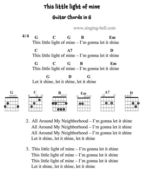 This Little Light of Mine Chords & Tabs for Guitar, Free PDF