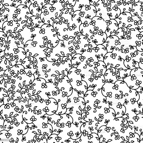 Seamless Floral Pattern With Black Flowers On White Background Stock ...