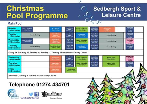 Sedbergh Sports and Leisure Centre Christmas 2021 Opening hours