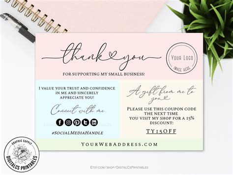 Editable Customer Appreciation Card Business Template Pastel - Etsy