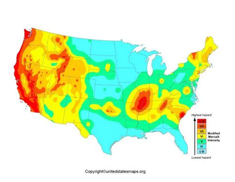 US Earthquake Map | USA Earthquake Risk Map Printable