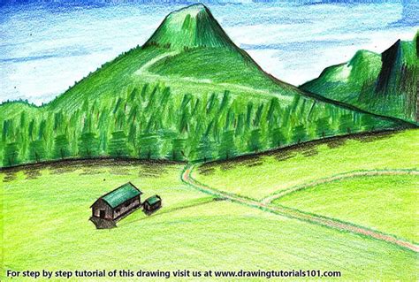 Mountain Landscape Colour Pencil Drawing - Goimages My