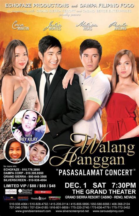 Walang Hanggan Pasasalamat Concert in Reno Dec 1 Coco Martin, Julia ...