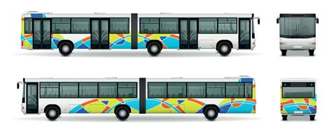 Articulated Bus Realistic Set 24774563 Vector Art at Vecteezy