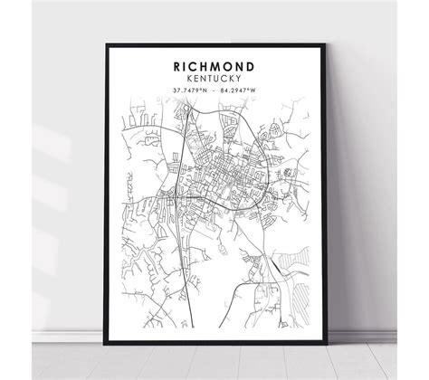 Richmond Map Print Richmond Kentucky Map Print Richmond - Etsy