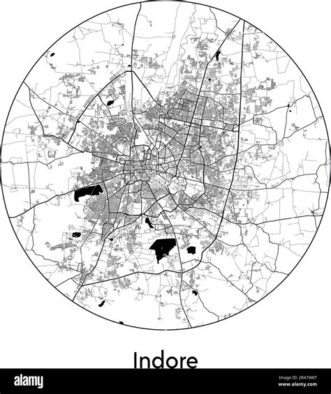 City Map Indore India Asia vector illustration black white Stock Vector ...