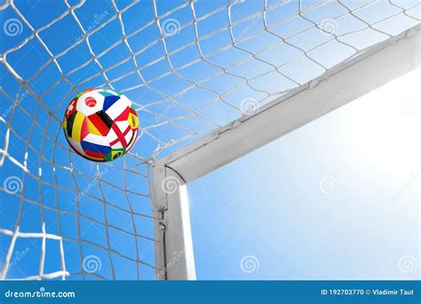 Soccer Ball in the Net of a Goal. Soccer Concept Stock Photo - Image of ...