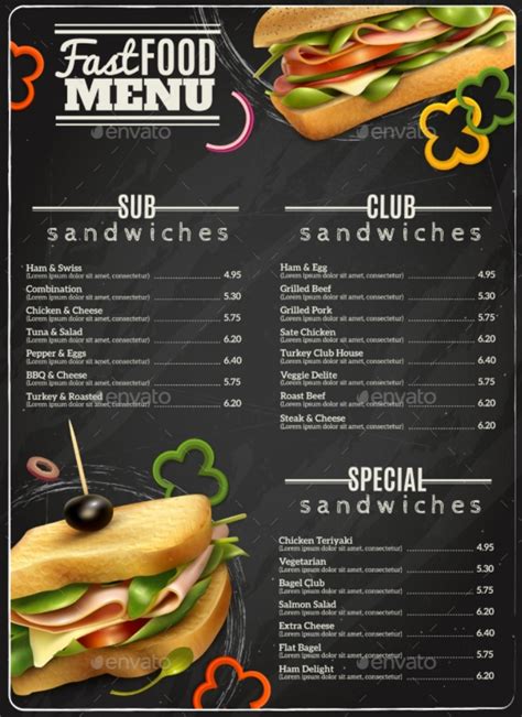 Sandwich Shop Menu Ideas