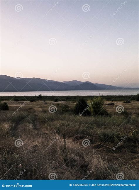 Sunset Over Coast of Lake Prespa and Mountains of Galicica National ...