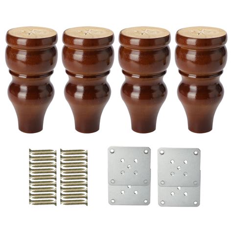 6" Wood Furniture Leg Chair Table Feet Leg Replacement Adjuster Set of ...