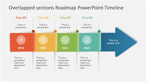 4-Column Overlapped Sections Roadmap PowerPoint Timeline