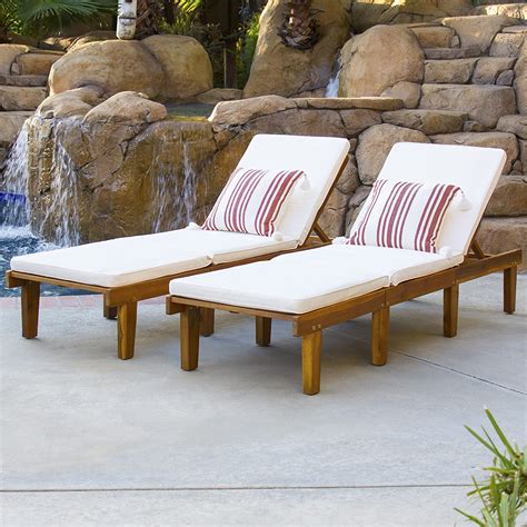 Best Choice Products Outdoor Patio Poolside Furniture Set Of 2 Acacia ...