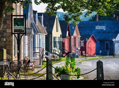 Colorful Historic Houses of a Seafaring Village, Mystic Seaport ...