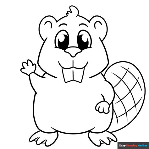 Cartoon Beaver Coloring Page | Easy Drawing Guides