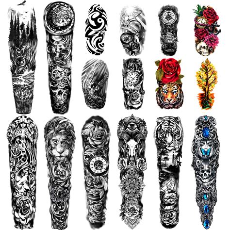 Buy Extra Large waterproof Temporary Tattoos 8 Sheets Full Arm Fake ...